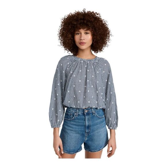 Madewell cropped gingham top buttons down back. Size small. - Picture 2 of 7